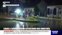 Crues en Ille-et-Vilaine: à Guipry-Messac, les pompiers utilisent un aéroglisseur pour secourir les sinistrés