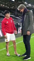 Martinez and Onana catching up with Van der Sar after the match