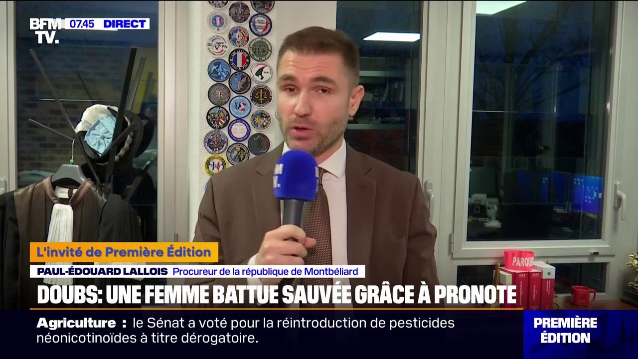 Femme battue par son mari dans le Doubs: "J'ai fait le choix d'une réponse ferme et rapide", déclare Paul-Édouard Lallois, procureur de la république de Montbéliard, qui annonce que l'homme sera jugé "cet après-midi"