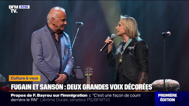 Michel Fugain et Véronique Sanson se décorent mutuellement de l'Ordre des Arts et des Lettres