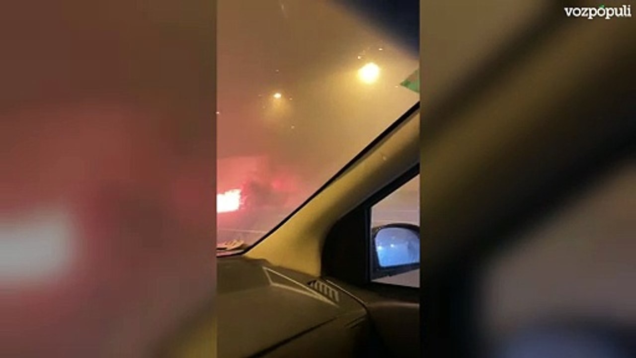 Un vehículo en llamas en los túneles del Pardo enciende las alarmas y provoca retenciones