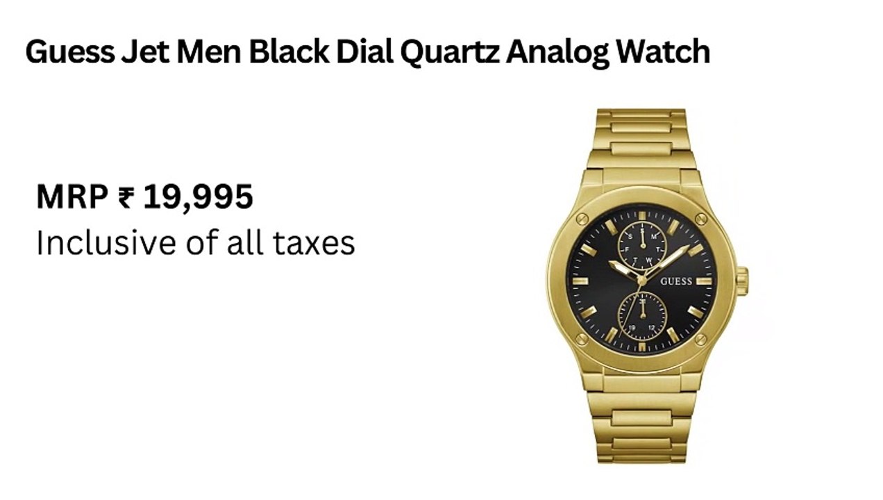 Guess Jet Men Black Dial Quartz Analog Watch - Gold