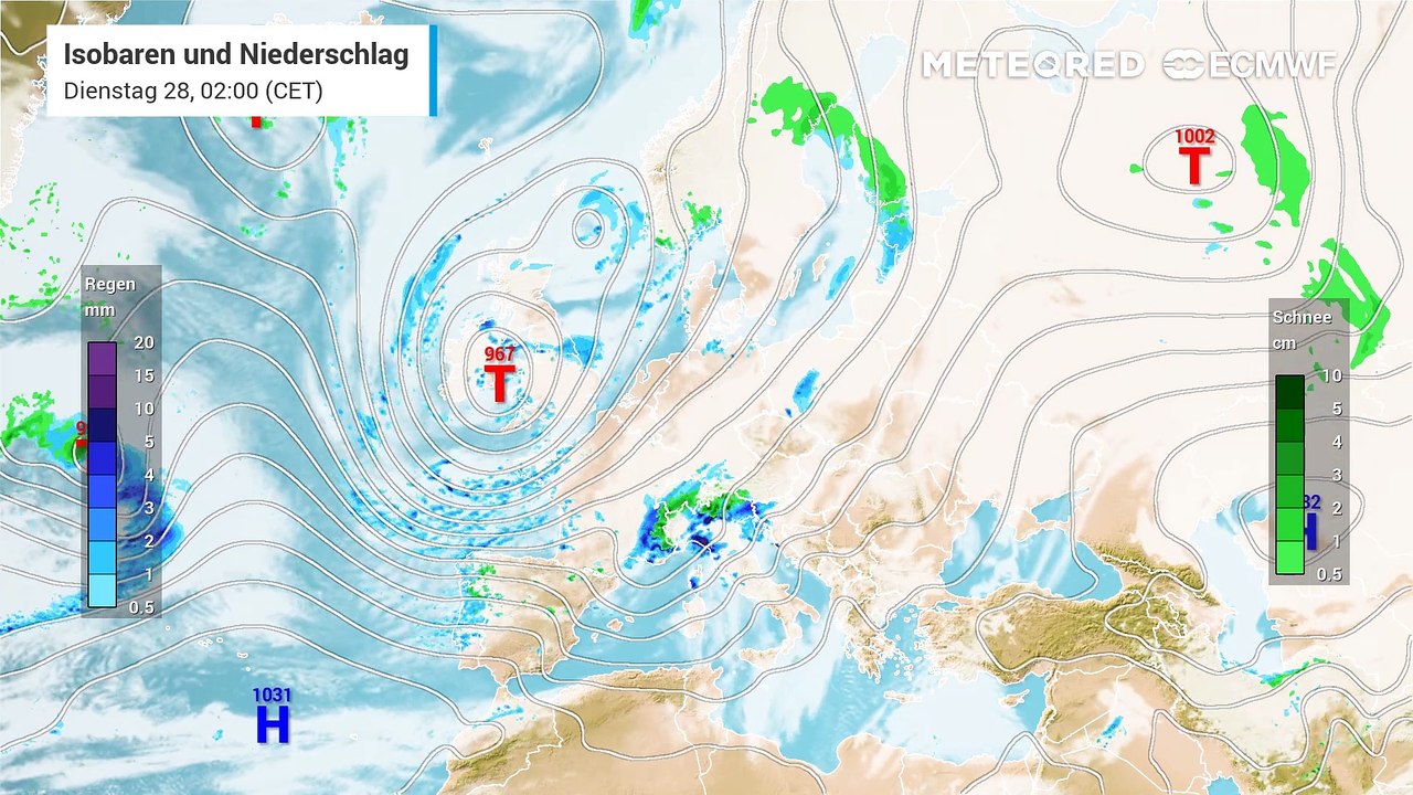 Das Sturmtief Ivo streift Deutschland und bringt einzelne Sturmböen und Regen