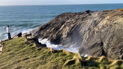 Porth blowhole works in huge swell