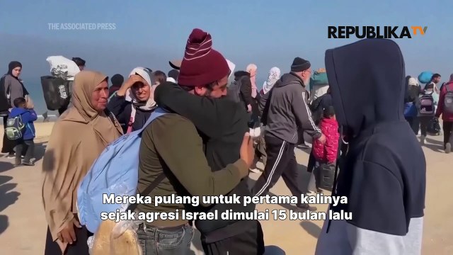 Momen Haru Warga Gaza Kembali ke Rumah
