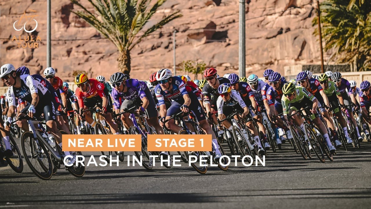 Crash in the peloton - Stage 1 - The AlUla Tour 2025
