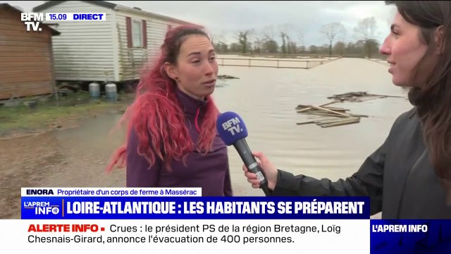 On est un peu paniqué, on fait au mieux : cette habitante de corps de ferme en Loire-Atlantique se prépare à la montée de l'eau et protège ses animaux