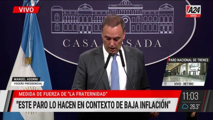 🔴 PARO NACIONAL DE TRENES: "ESTO LO HACEN EN CONTEXTO DE BAJA INFLACIÓN"