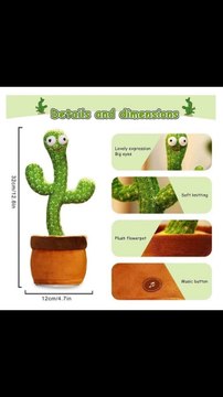 Portable Rechargeable Dancing Cactus Toy Funny Education Toys For Babies (with Box)