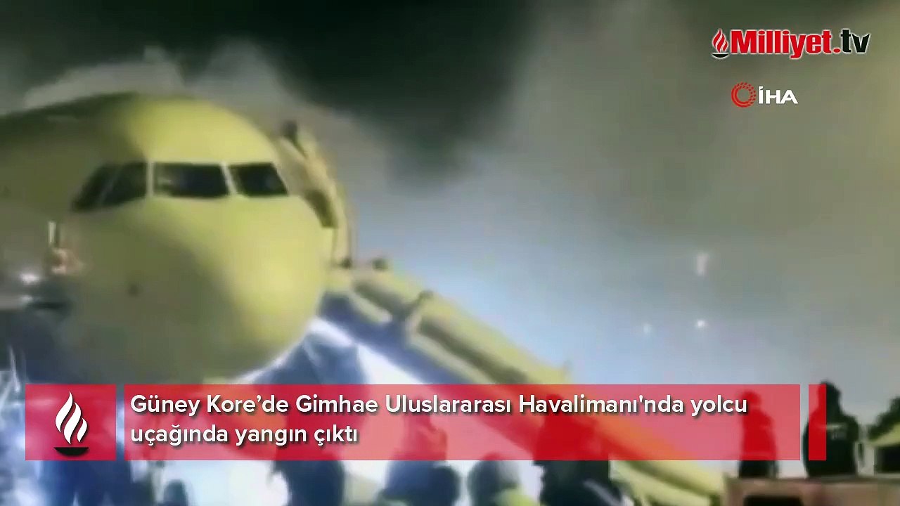 Güney Kore’de havalimanındaki yolcu uçağında yangın