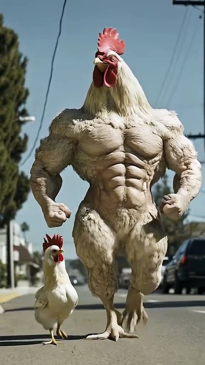 Me and my cousin 💪#aloai #viral_video #ai #rooster #funnytiktok #fyp #kawaii #danger #roostermuscle