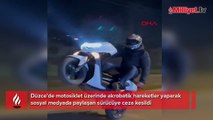 Akrobatik hareketlerini sosyal medyada paylaşan motosiklet sürücünün ehliyetine el konuldu