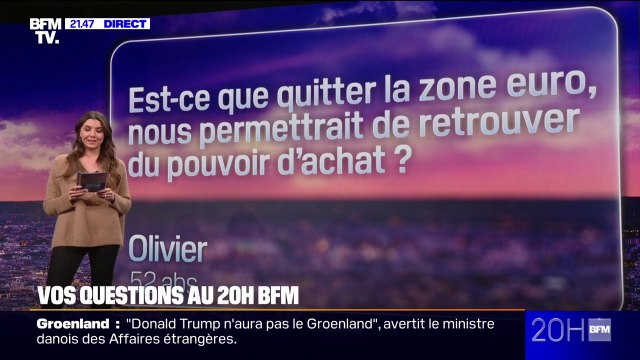 Quitter la zone euro nous permettrait-il de retrouver du pouvoir d'achat? Vos questions au 20H BFM