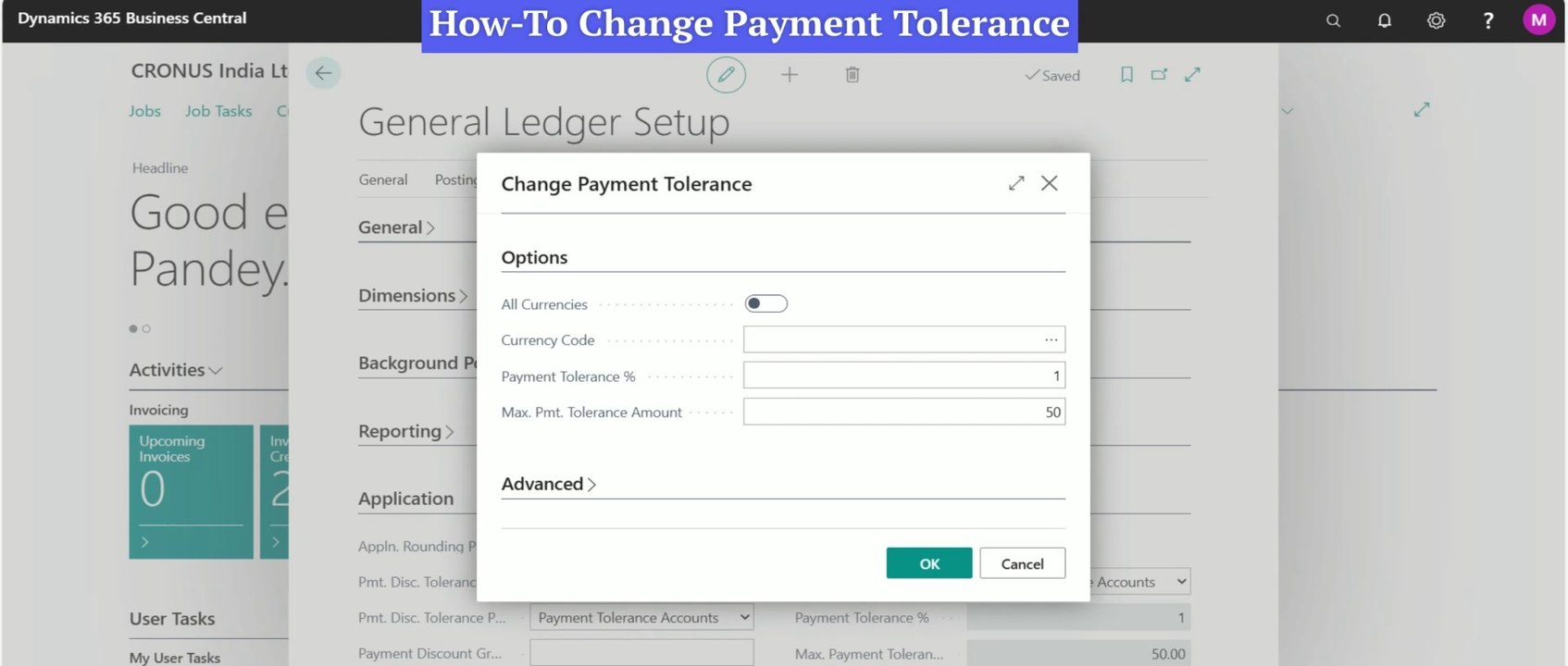 Change Payment Tolerance Setup in Business Central #d365bc #modify #payment #tolerance #setup #d365
