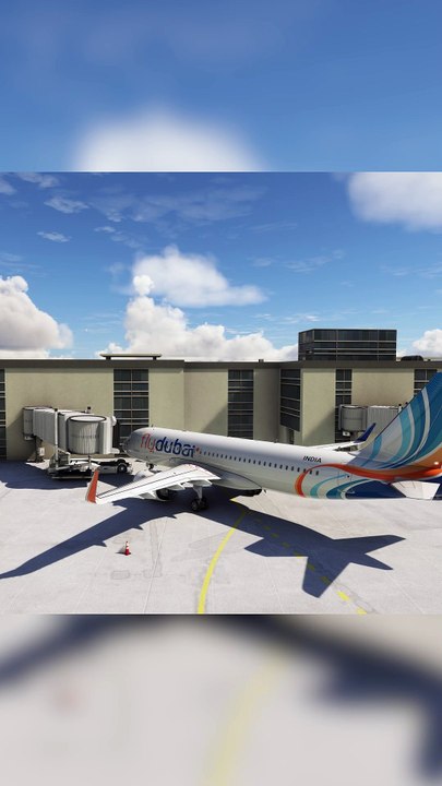 Passenger Boarding Bridge FlyDubai A320neo at Zurich Airport (LSZH), Zurich, Switzerland #flying