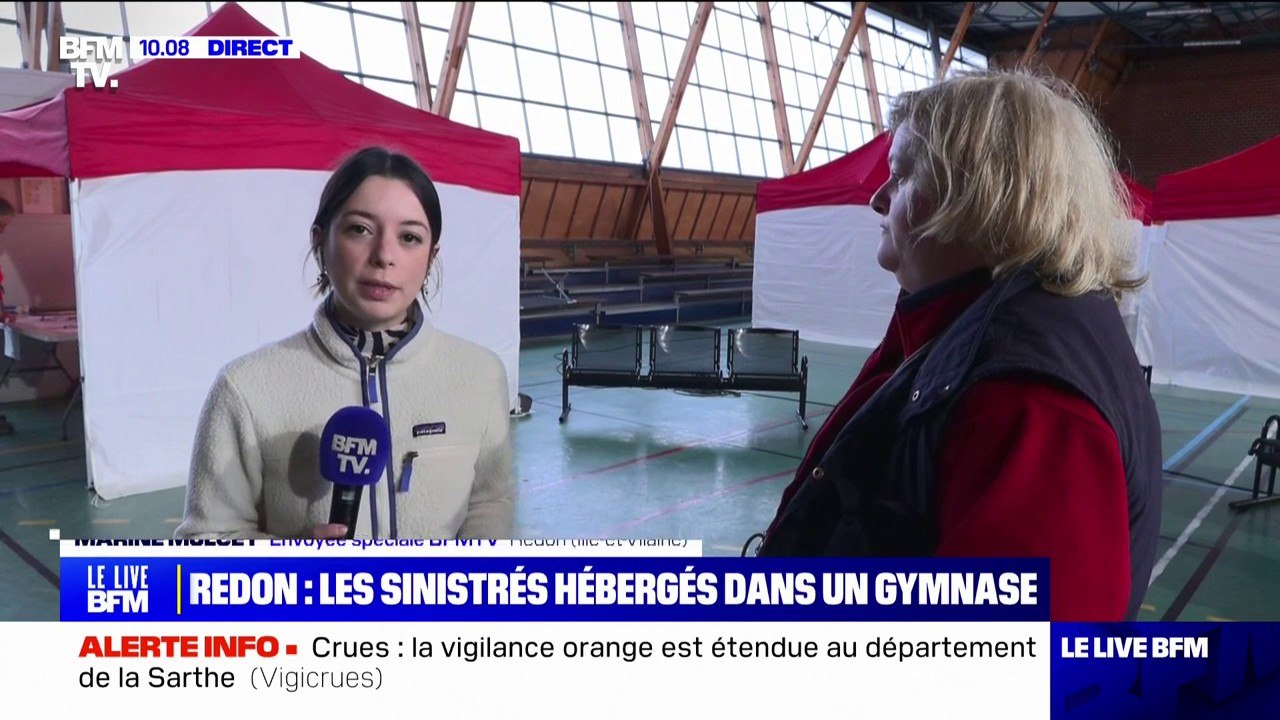 “Les gendarmes sont venus, on n’a pas eu le choix”:  des habitants de Redon (Ille-et-Vilaine), menacés par la montée des eaux, ont été déplacés dans un gymnase