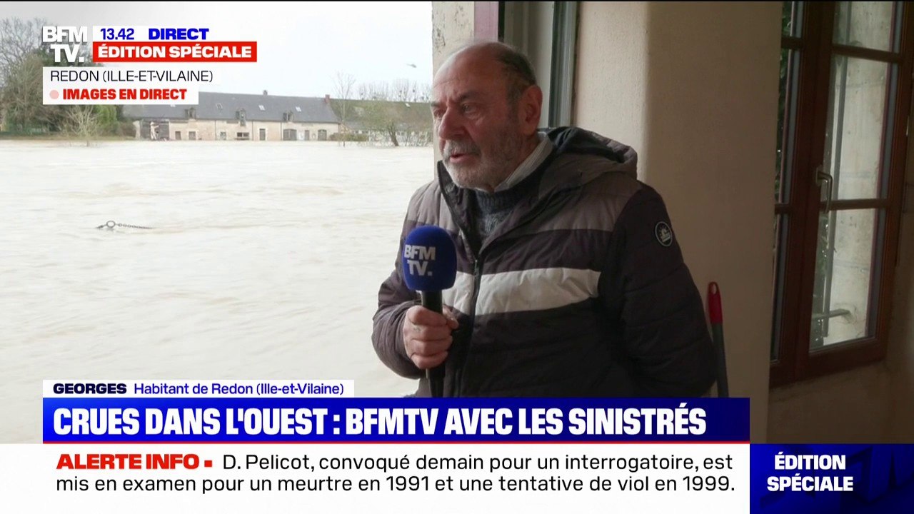 Crues en Ille-et-Vilaine: "Je suis bien ici", explique Georges, habitant de Redon, qui ne souhaite pas quitter son domicile malgré la montée des eaux