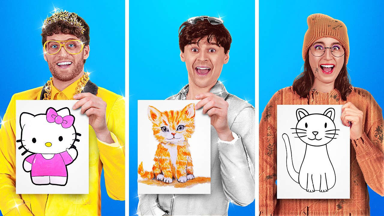 NOUVEAU 123 GO! Étudiants Pauvres vs Riches vs Giga Riches ! Gadgets Chers vs Créations Bon Marché