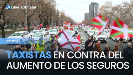 Miles de taxistas se concentran en Madrid para protestar contra el aumento de los precios de los seguros