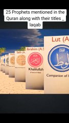 25 prophets mentioned in Holy Quran along with their title