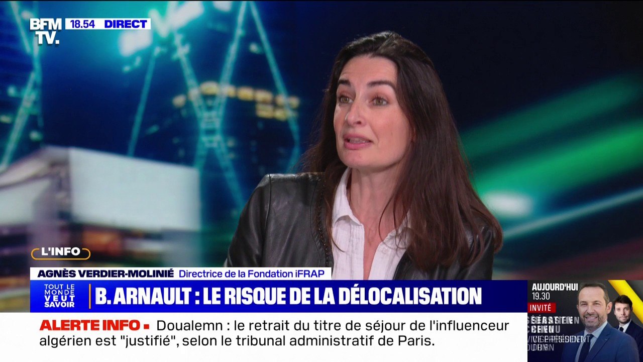 Propos de Bernard Arnault sur la taxation des entreprises: "Si on veut sauver notre modèle", il faut "dépenser moins" et "taxer moins", estime Agnès Verdier-Molinié (Ifrap)