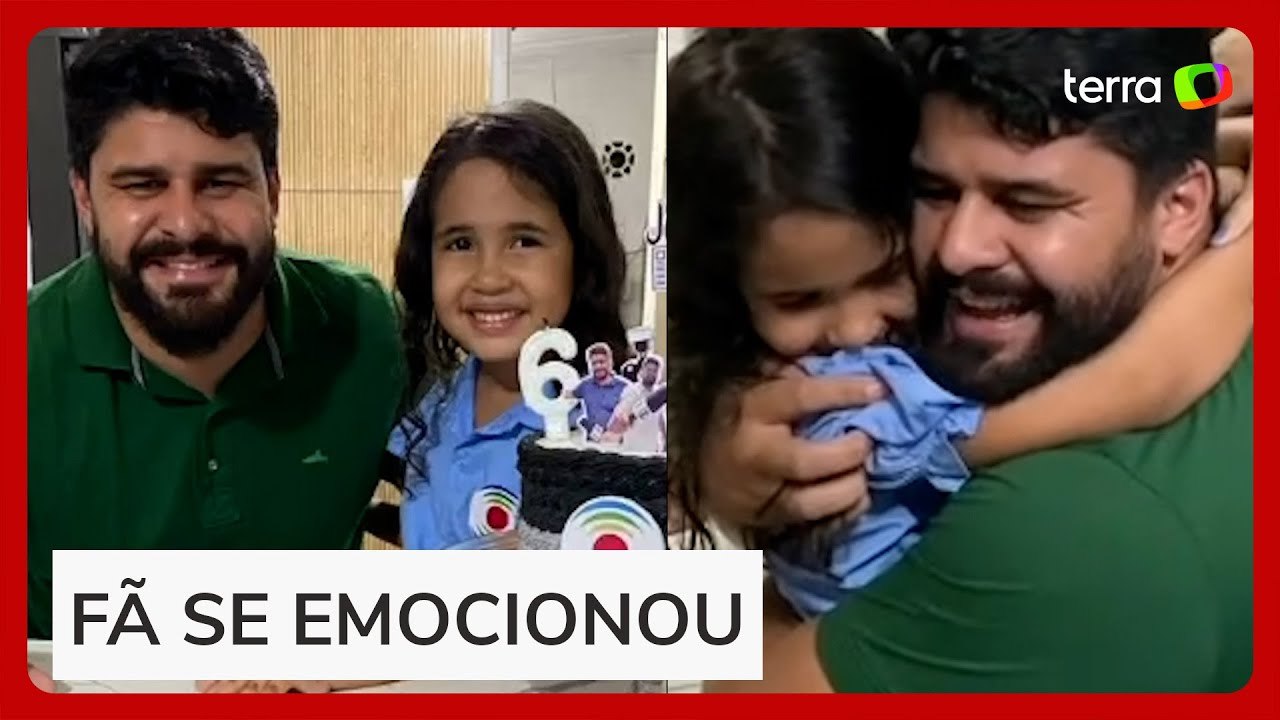 Repórter da Paraíba surpreende mini-fã em aniversário que tinha ele como tema