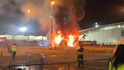Fire Erupts Outside Man City Stadium Just Before Champions League Clash