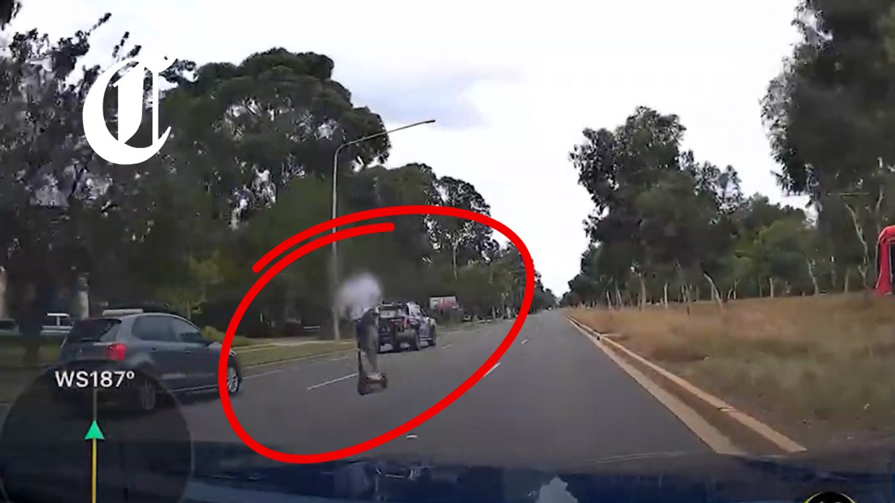 Man rides scooter into oncoming traffic