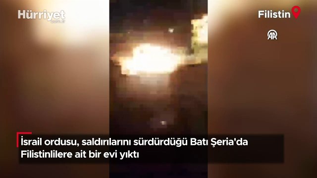 İsrail ordusu, saldırılarını sürdürdüğü Batı Şeria'da Filistinlilere ait bir evi yıktı