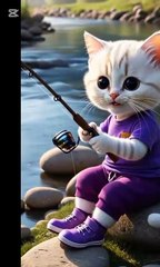 Cat n wolf friend# cute#Ai#Animated