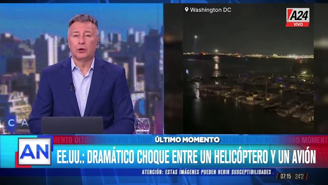 Tragedia aérea en Washington: choque entre helicóptero y avión de American Airlines