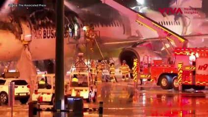 Pesawat Berisi ratusan Penumpang Terbakar di Korsel