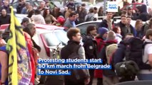 Serbian students continue protests with 80-kilometre march to Novi Sad