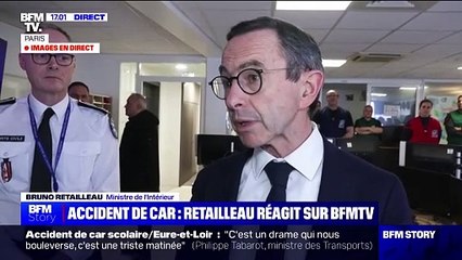 Eure-et-Loir: Bruno Retailleau déplore "un accident absolument dramatique" et attend des "résultats plus fermes" sur la possible consommation de stupéfiants du conducteur de car