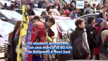 Serbia, gli studenti protestano con una marcia di 80 chilometri verso Novi Sad