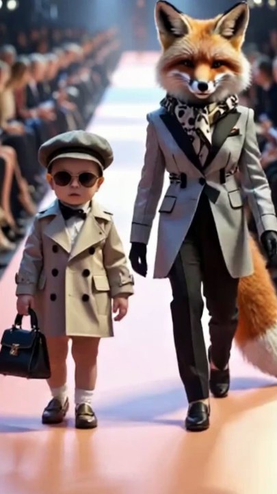 High-Fashion Baby and Fox Rule the Runway! 🦊👶