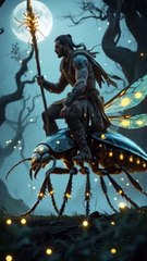 Moonlit Warrior & Armored Insect A Cinematic Battle Begins  Mystical Forest Journey