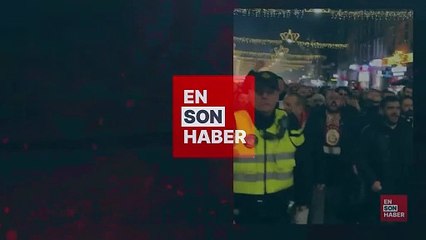 Galatasaraylı taraftarlardan Hollanda sokaklarında Filistin yürüyüşü