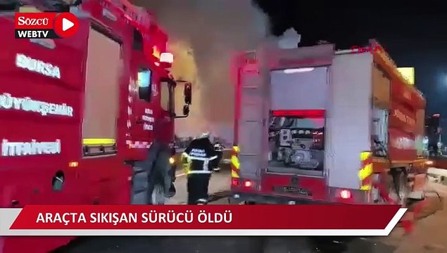 TIR’a arkadan çarpan sunta yüklü TIR alev aldı, araçta sıkışan sürücü öldü