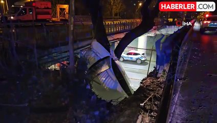 Ataköy'de Alkollü Sürücü Kaza Geçirdi: Araç Asılı Kaldı