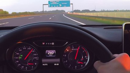 Mercedes A45 AMG Onboard Autobahn Top Speed Acceleration Sound Drive 2016 Version 381 HP