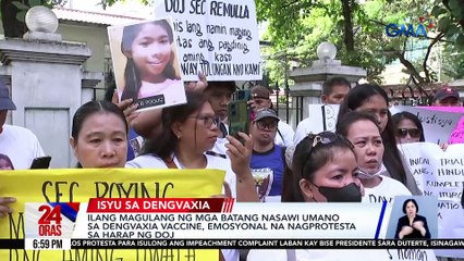 Ilang magulang ng mga batang nasawi umano sa dengvaxia vaccine, emosyonal na nagprotesta sa harap ng DOJ | 24 Oras