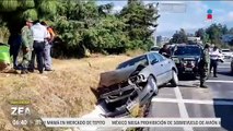 Choque de automóvil particular y camioneta de la Guardia Nacional en Panotla, Tlaxcala