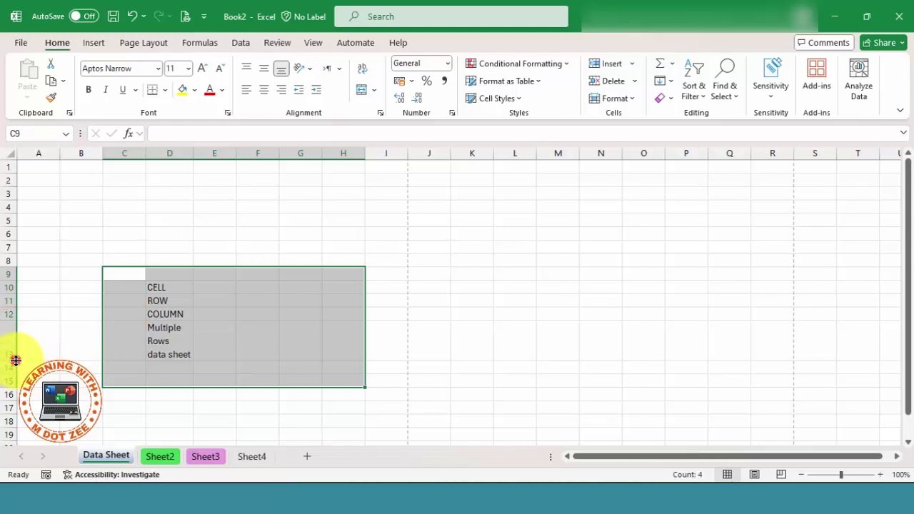 Layout of MS Excel and SUM Formula | Microsoft Excel Tutorial | LECTURE # 02 | Learning with M dot Zee