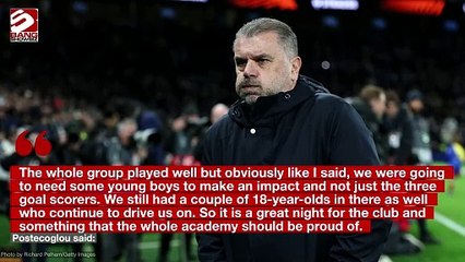 Ange Postecoglou has hailed Tottenham's youngsters as they fired the club to victory over Elfsborg in the Europa League