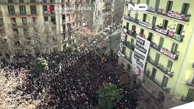 Spagna Le manifestazioni contro gli sfratti a Barcellona