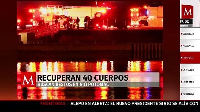 Recuperan 40 cuerpos del accidente aéreo en Washington DC; sigue búsqueda en río Potomac