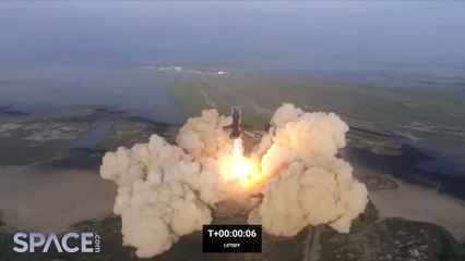 Amazing Slow-Motion View Of SpaceX Starship's LiftOff