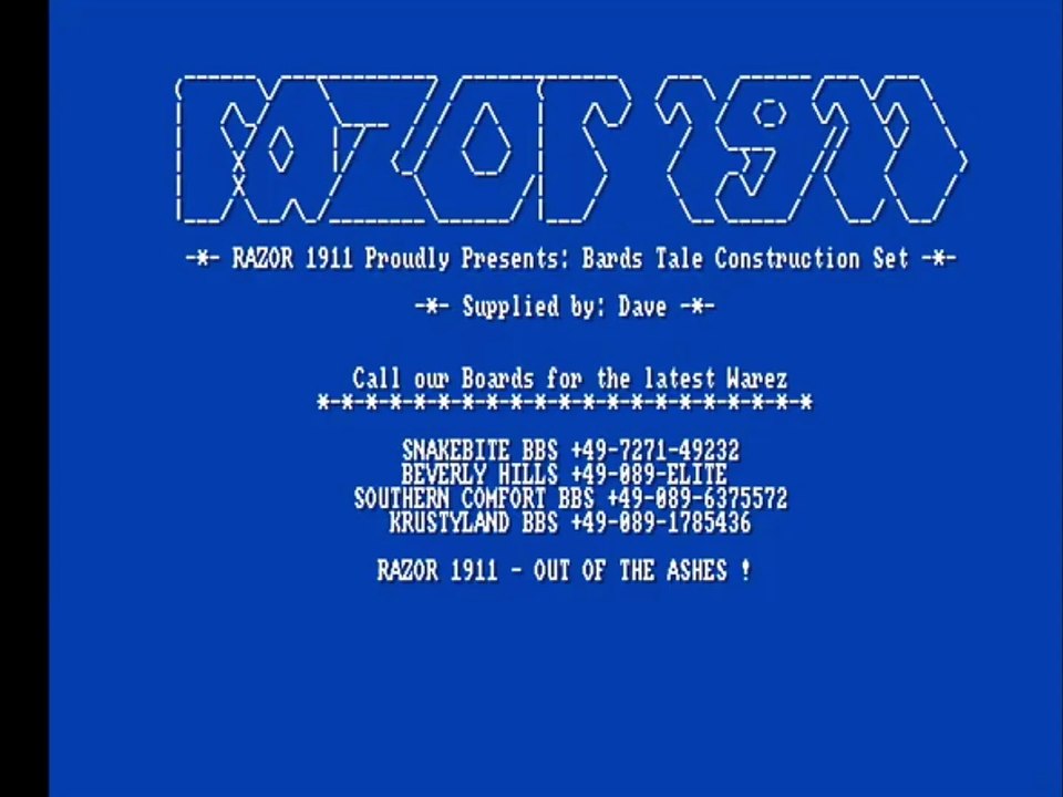 Amiga Cracktro Bards Tale Construction Set By Razor 1911 (1991)