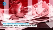 Peso mexicano retrocede casi 2% en la semana antes de aranceles de Trump